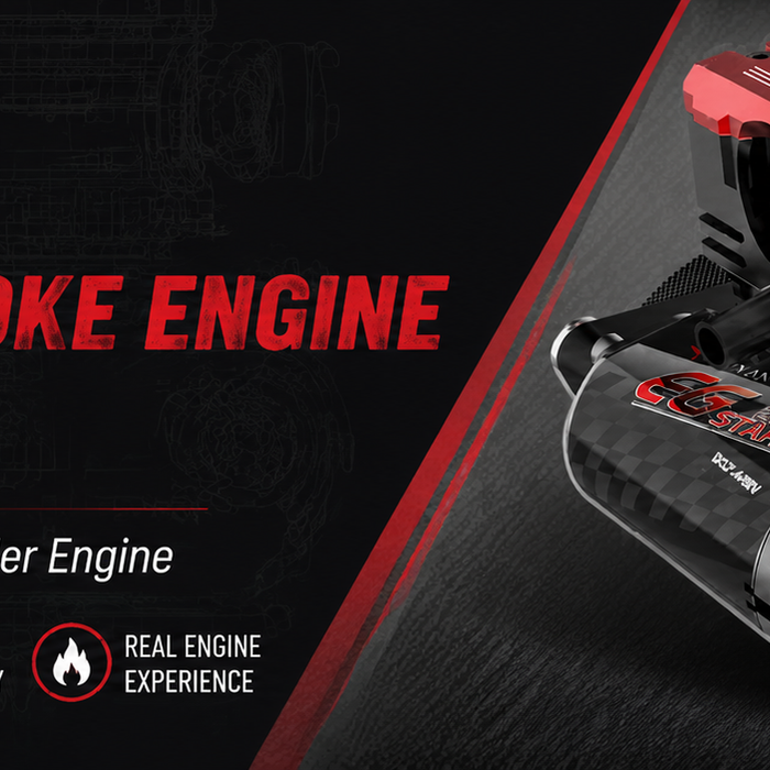 This is a picture illustrating how the TOYAN FS-L200GC 7cc Twin-Cylinder Engine works.