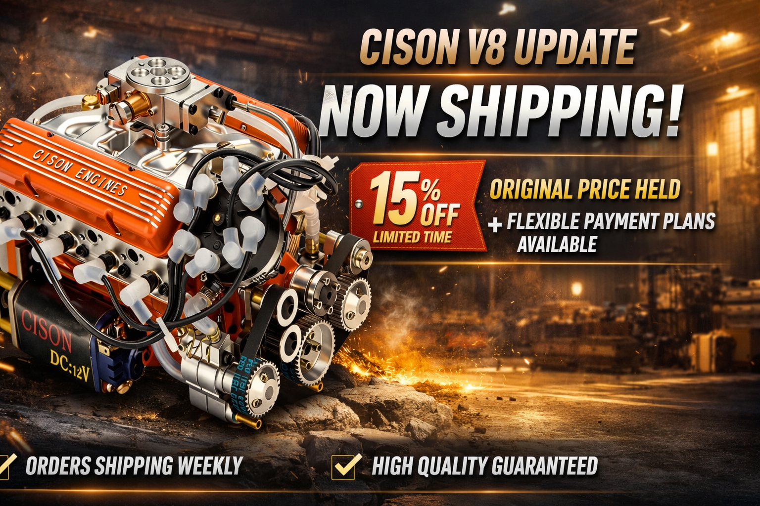 CISON V8 Pro Engine Production Update — Now Shipping & 15% OFF Available|enginediyshop enginediyshop