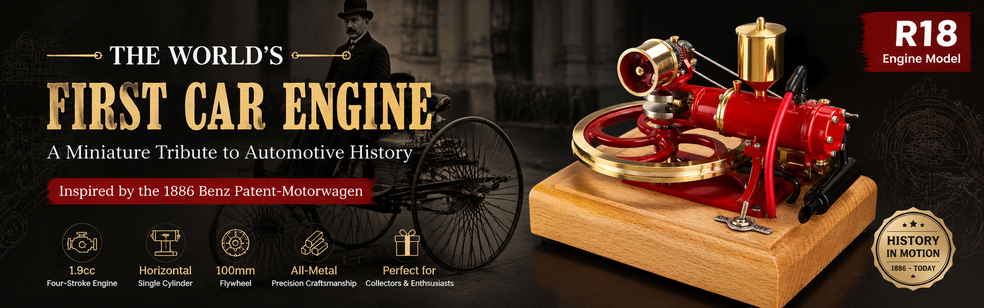First Engen The World's First Car Engine | Mini 1.9cc Four-Stroke Engine Model ...