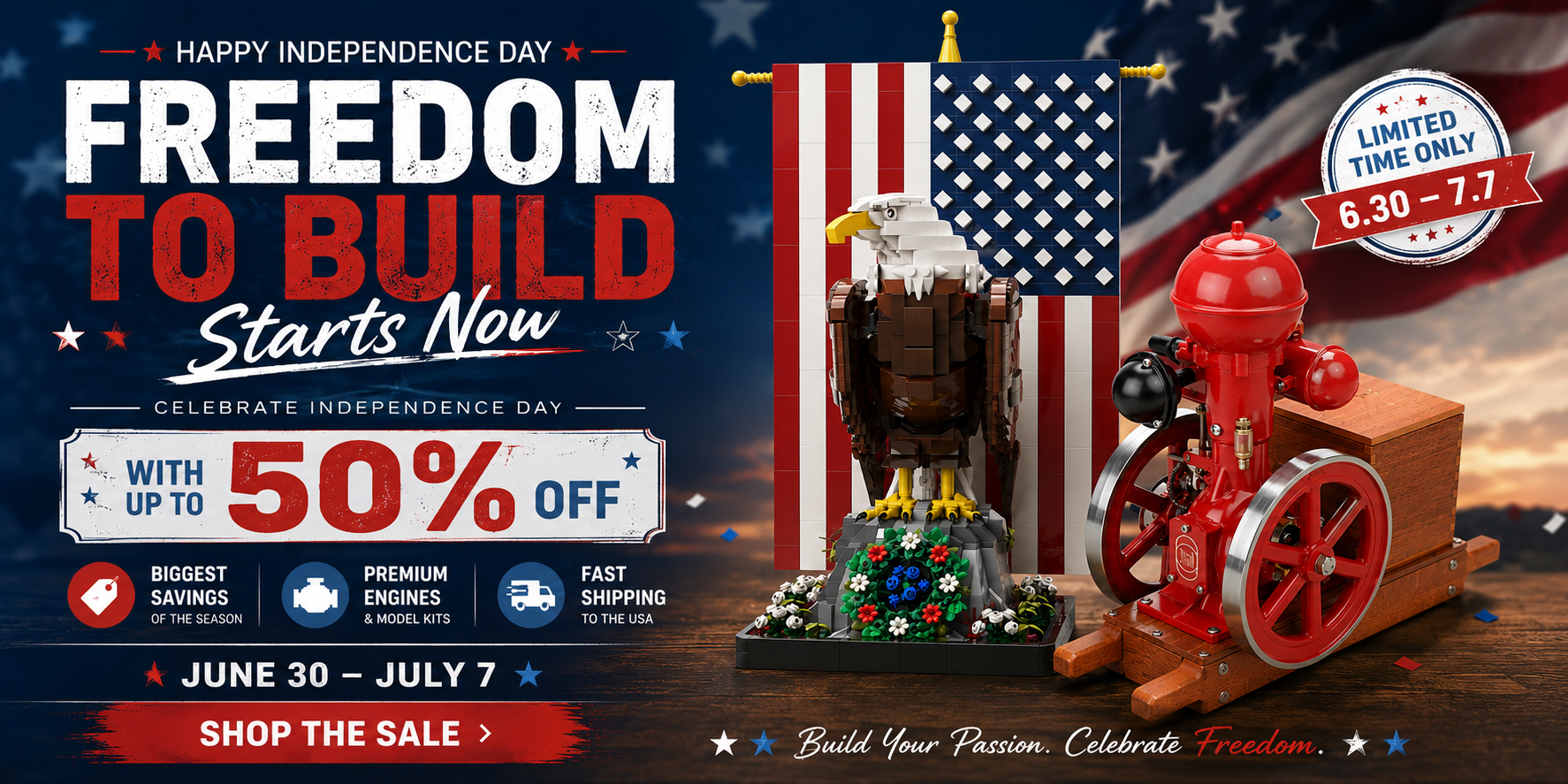 This is a promotional image for the enginediyshop Independence Day sale.
