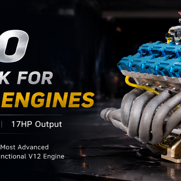 This is a promotional image of the RUIFEIYA V12-180 engine, "Is Coming," along with its specifications.