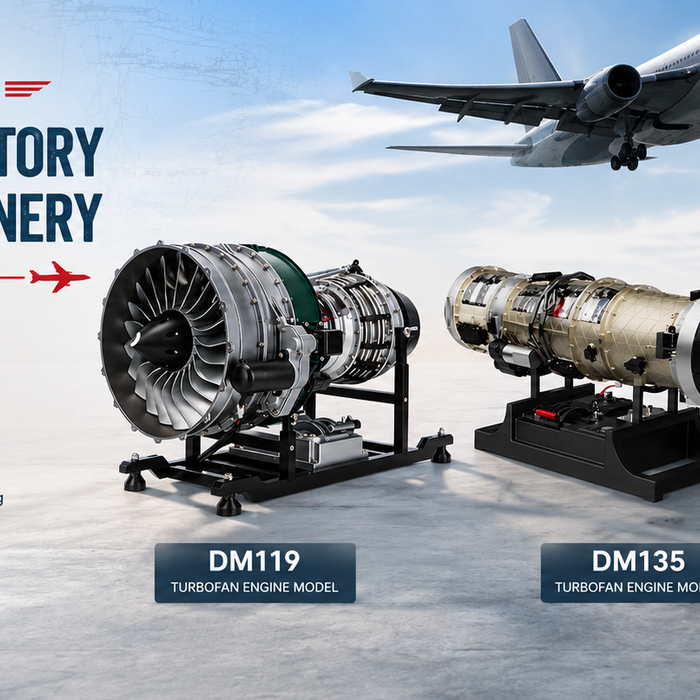 This is a promotional image of a turbofan engine from the American Aviation website "enginediyshop."