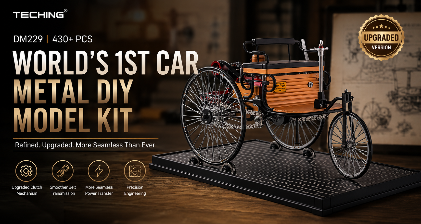 This is a picture of the Explore the Upgraded TECHING Car Metal DIY Model Kit.