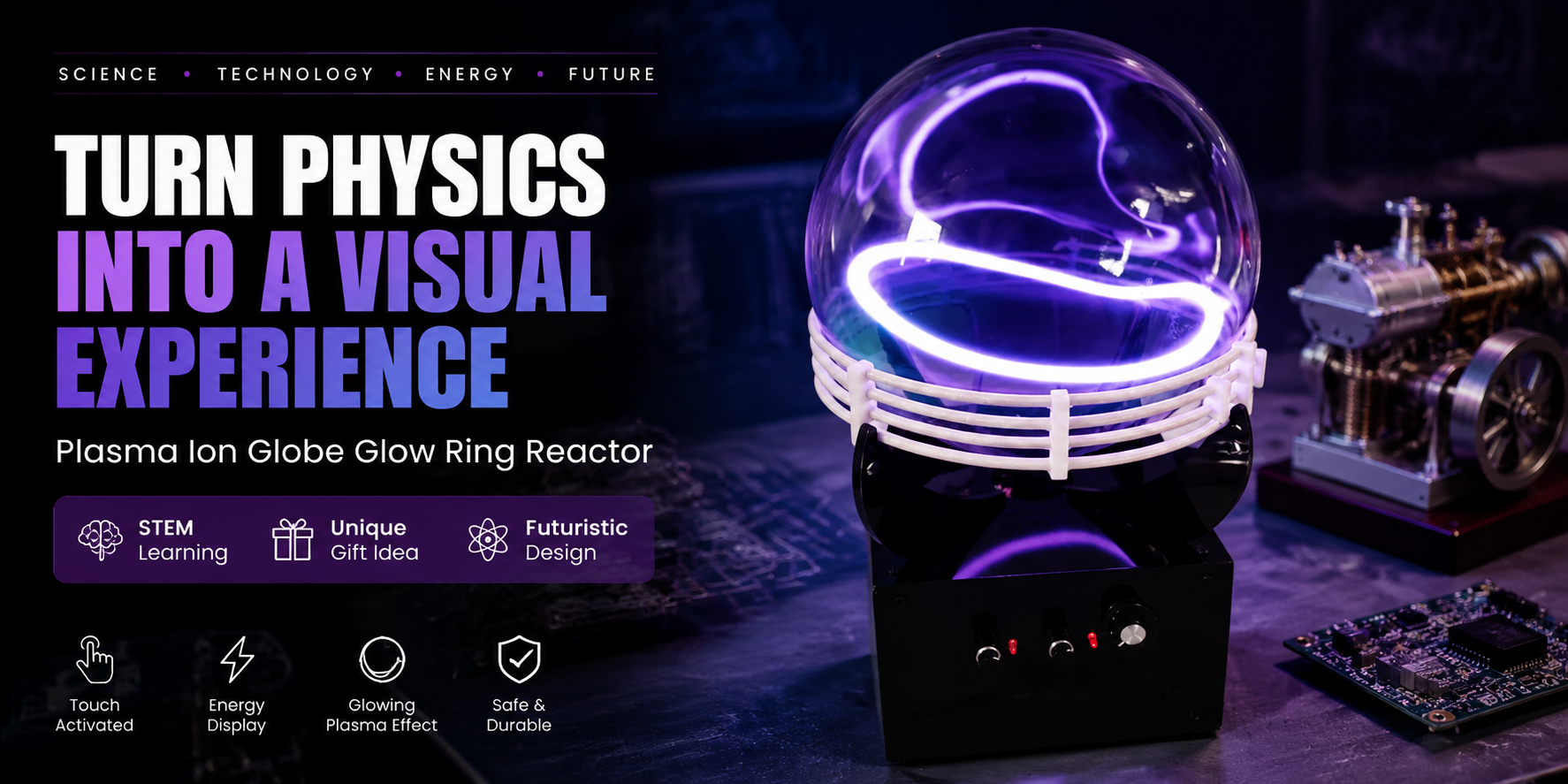 This is an image of a plasma ball used in STEM education.