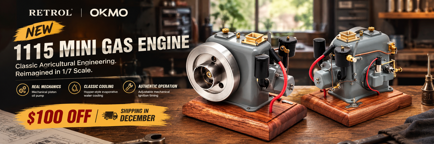 Meet the New RETROL & OKMO 1115 Mini Gas Engine: Classic Machinery in 1/7 Scale enginediyshop
