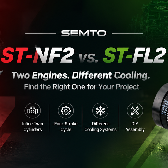 This is a comparison image of the SEMTO ST-NF2 engine and the ST-FL2 engine.