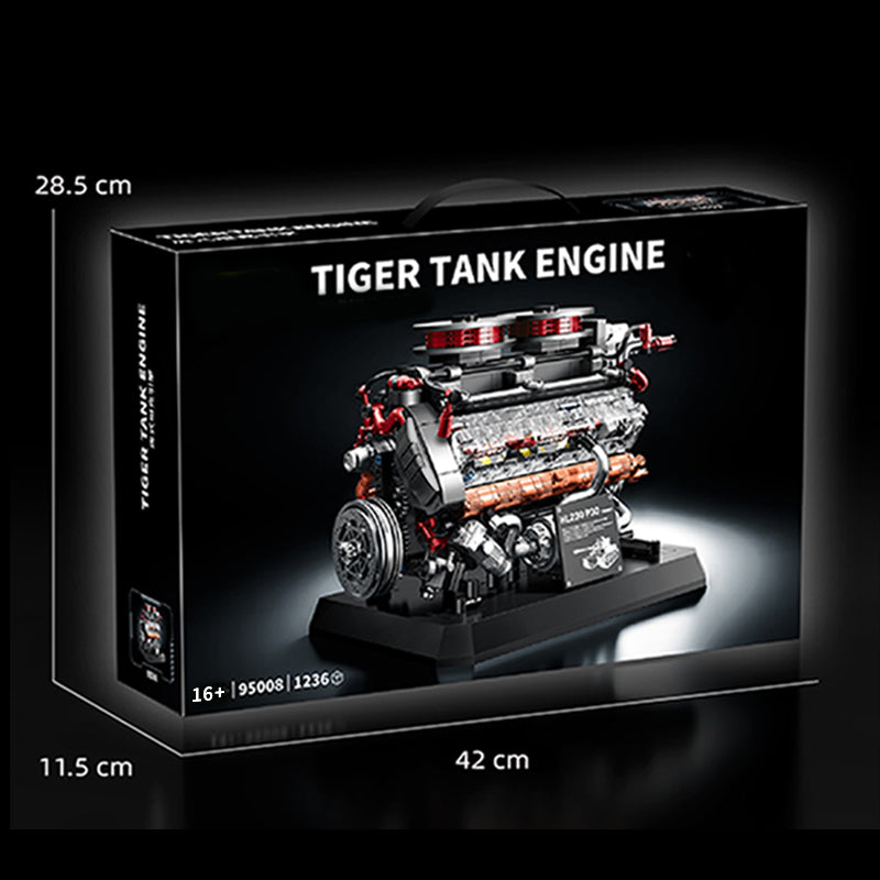 Moc Military Tiger Tank Engine Building Blocks Set（1236PCS） enginediyshop