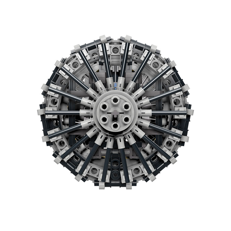 MOC-159400 18 Cylinder Radial Engine Building Blocks Set (577PCS) enginediyshop