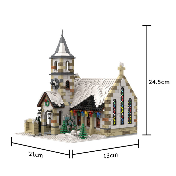 MOC-147549 Winter Country Church Modular Model for Church of the Nativity Building Blocks Toys Set (1769PCS) enginediyshop
