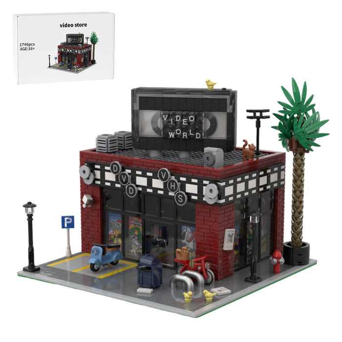 MOC  SoCal Neighborhood Retro Video Store Building Blocks Set(1746PCS) enginediyshop
