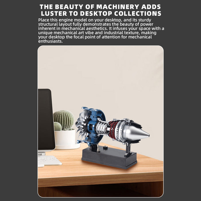 TECHING Mini Turbofan Engine Kit - DIY Metal Mechanical Visible Electric Motorized Jet Engine Model for STEM Education (170PCS+) enginediyshop