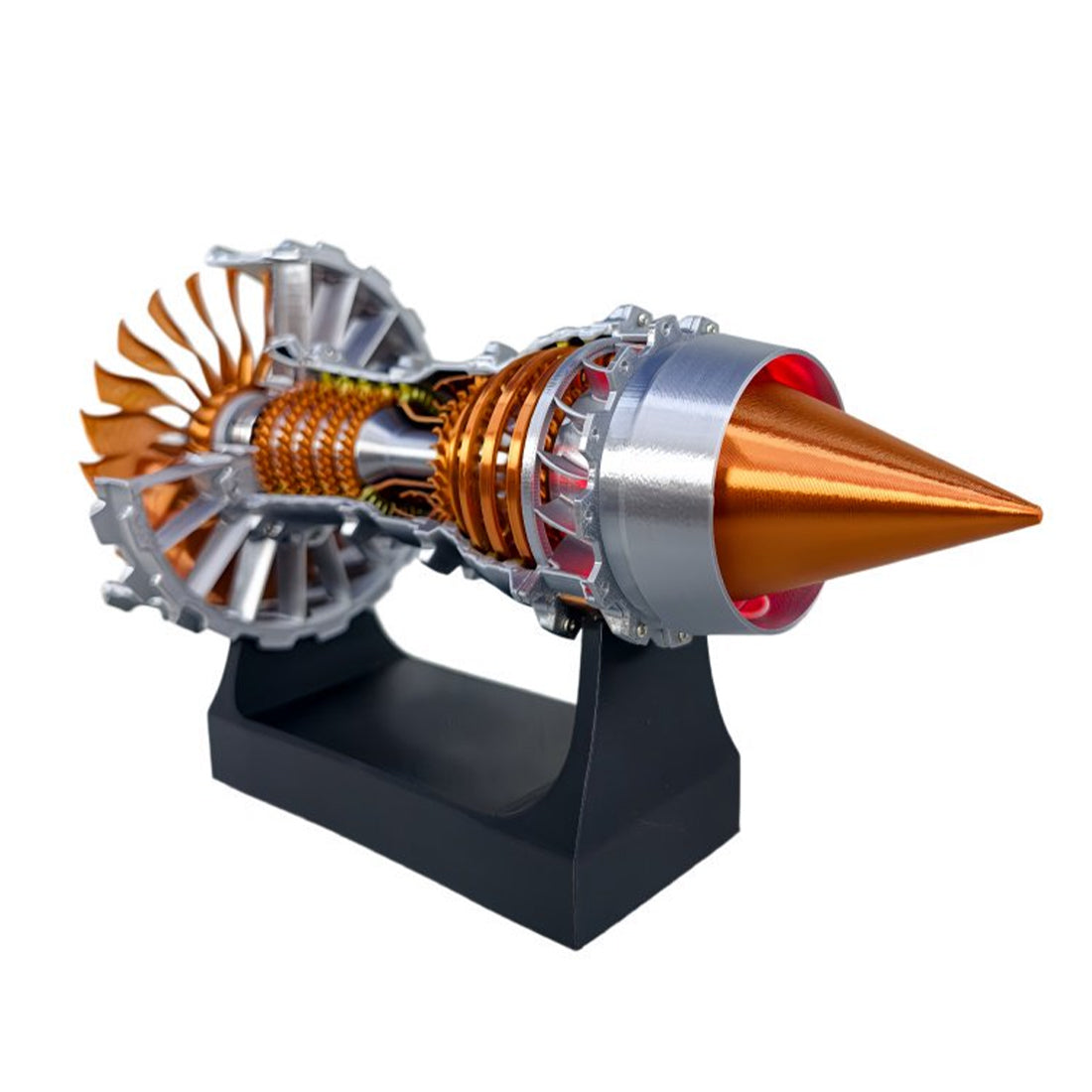 SKYMECHMAN TRENT 900 Turbofan Aircraft Jet Engine Model Kit with Red LED Light - 50+PCS/Brass Color enginediyshop