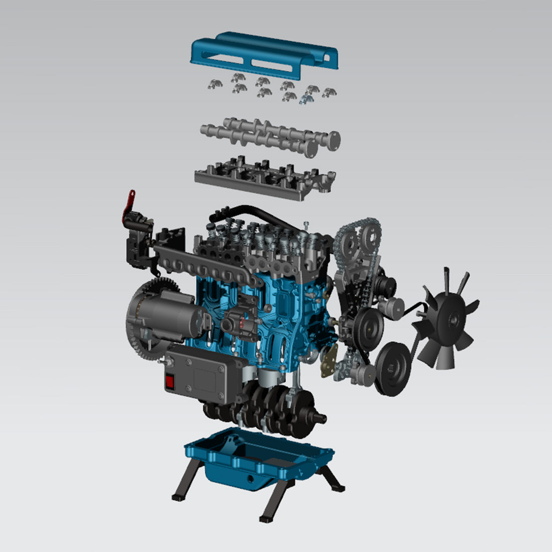 TECHING L4 Car Engine 3D Metal Turbocharged Inline 4 Cylinder Engine K ...