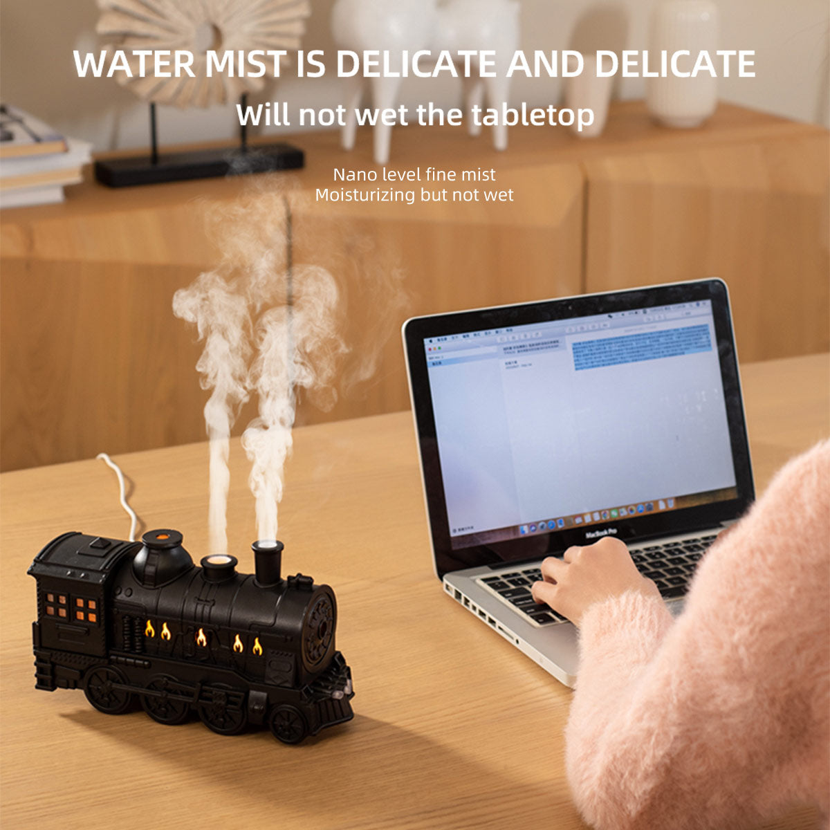 300ml Vintage Steam Train Aromatherapy Essential Oil Diffuser and Humidifier with Dual-Color LED Light (Standard US Power Supply/Bronze) enginediyshop