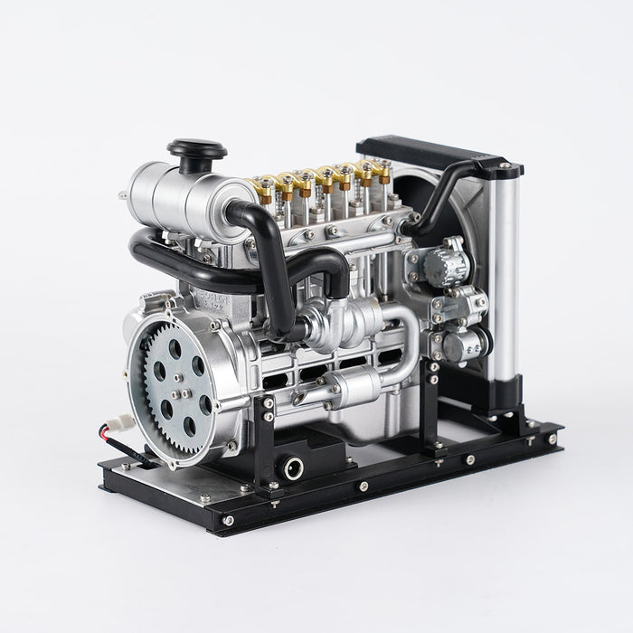 TECHING 1/10 DIY Mini Metal OHV Inline Four-cylinder Diesel Engine Model with Cooling System Educational Toys Gifts (Upgraded Version/300+PCS) enginediyshop