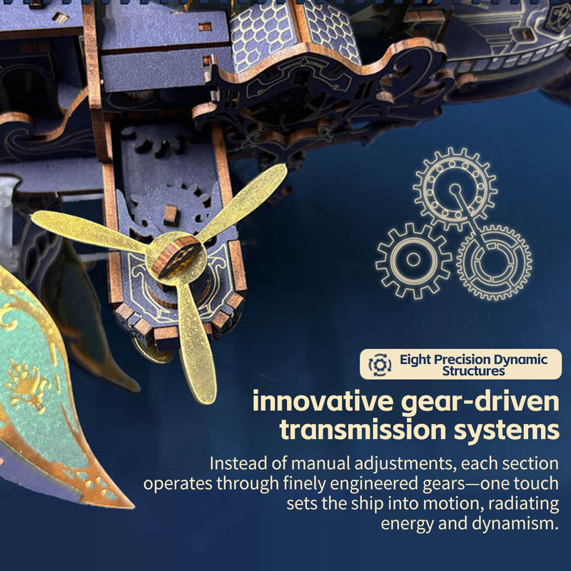 Whale Ship DIY 3D Wooden Puzzle Kit (472PCS) enginediyshop