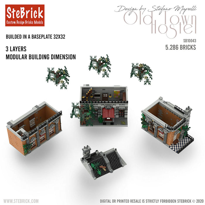 MOC-46504  Old Town Hostel  Creative Street View Building Blocks Compatible with Other Brands Street View (5286PCS) enginediyshop