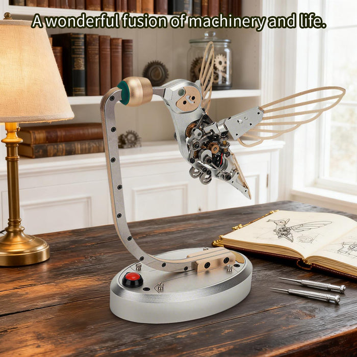 3D Metal Mechanical Hummingbird Dynamic Bionic Bird Model with Transmission DIY Assembly Kit enginediyshop