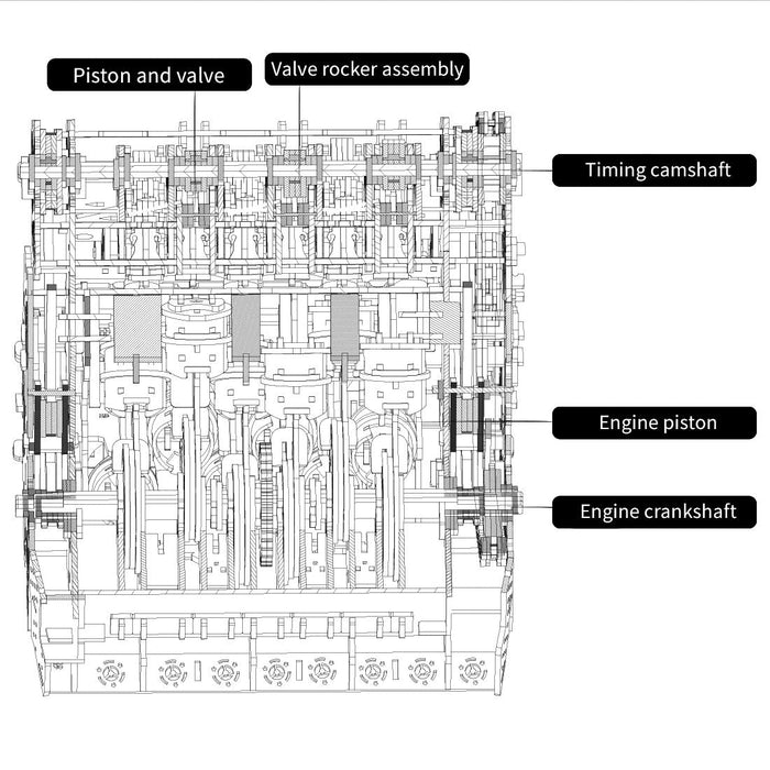 W12 Engine Model Kit – 1400+ PCS Motorized Wooden 3D Simulation Engine – DIY STEM Mechanical Engineering Display & Educational Model enginediyshop