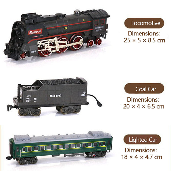 Electric RC Christmas Train Set Model with Carriage and Long Track, Gift for Boys and Girls (Model 62904B/Remote-Control Version) enginediyshop