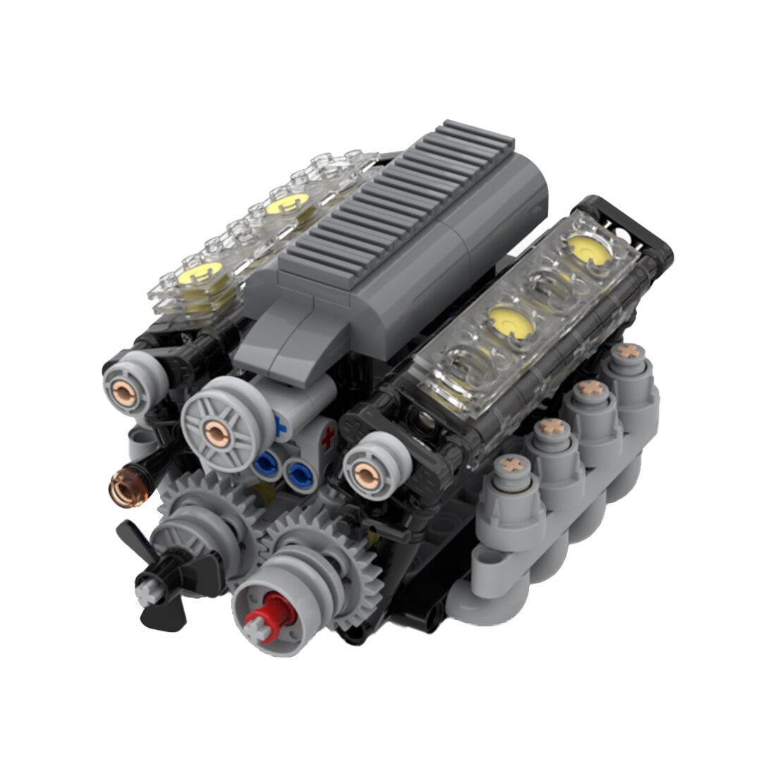 V8 Engine with Gearbox Tech Engine Model Particle Building Blocks MOC ...