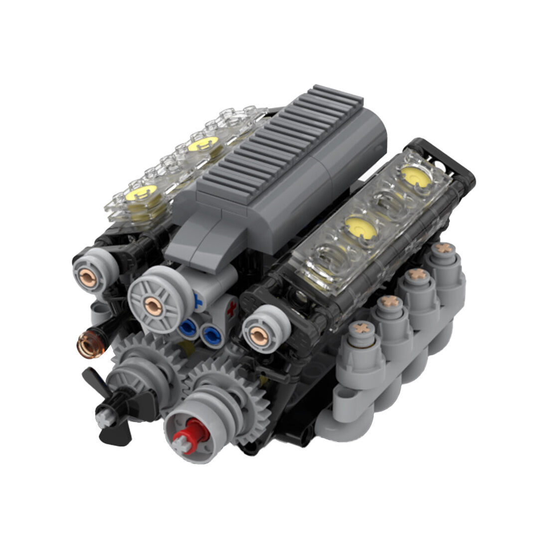 V8 Engine with Gearbox Tech Engine Model Particle Building Blocks MOC ...