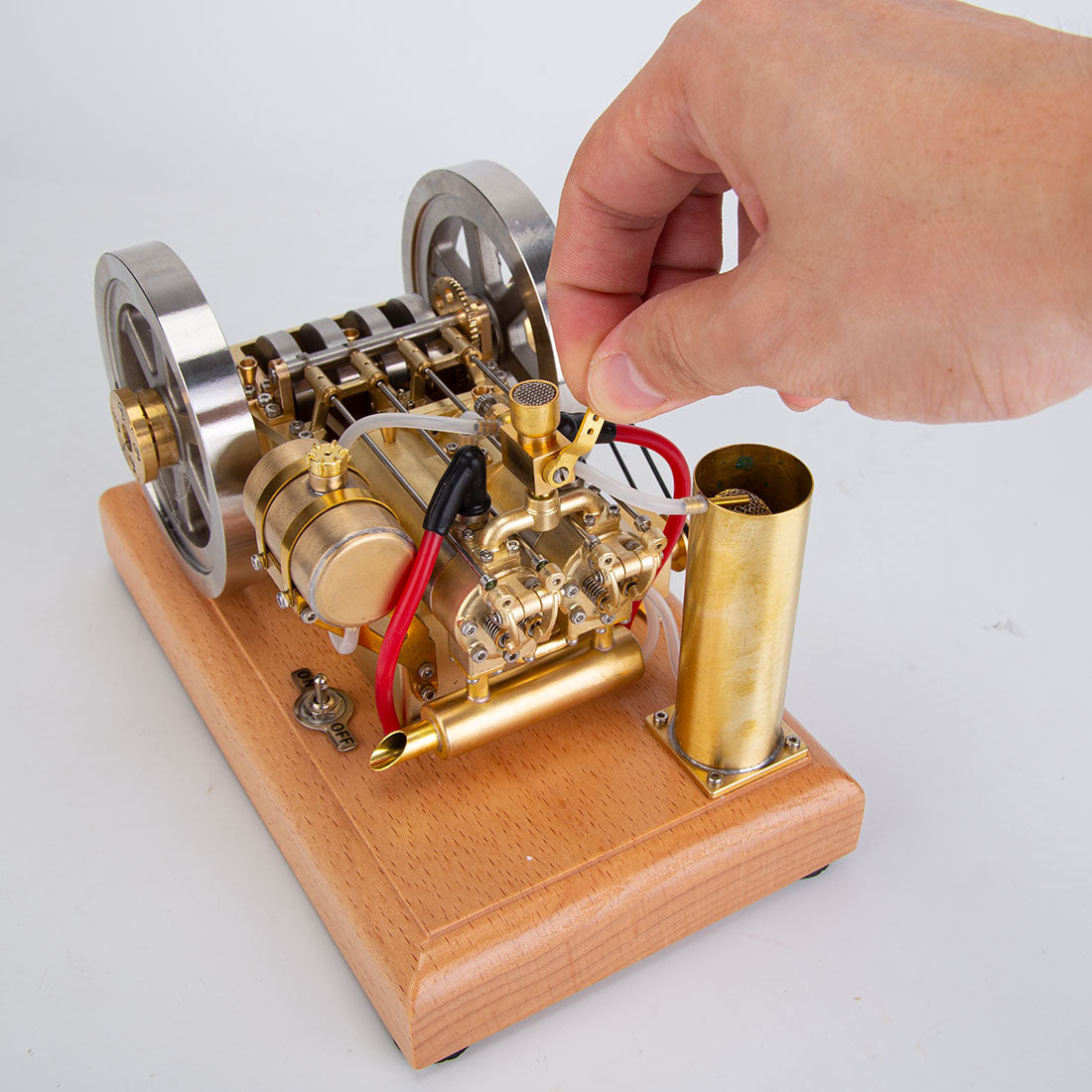 H76 5CC Horizontal Gasoline Internal Combustion Engine Model Twin-cylinder Overhead Valve Dual Flywheel Vintage Motor enginediyshop