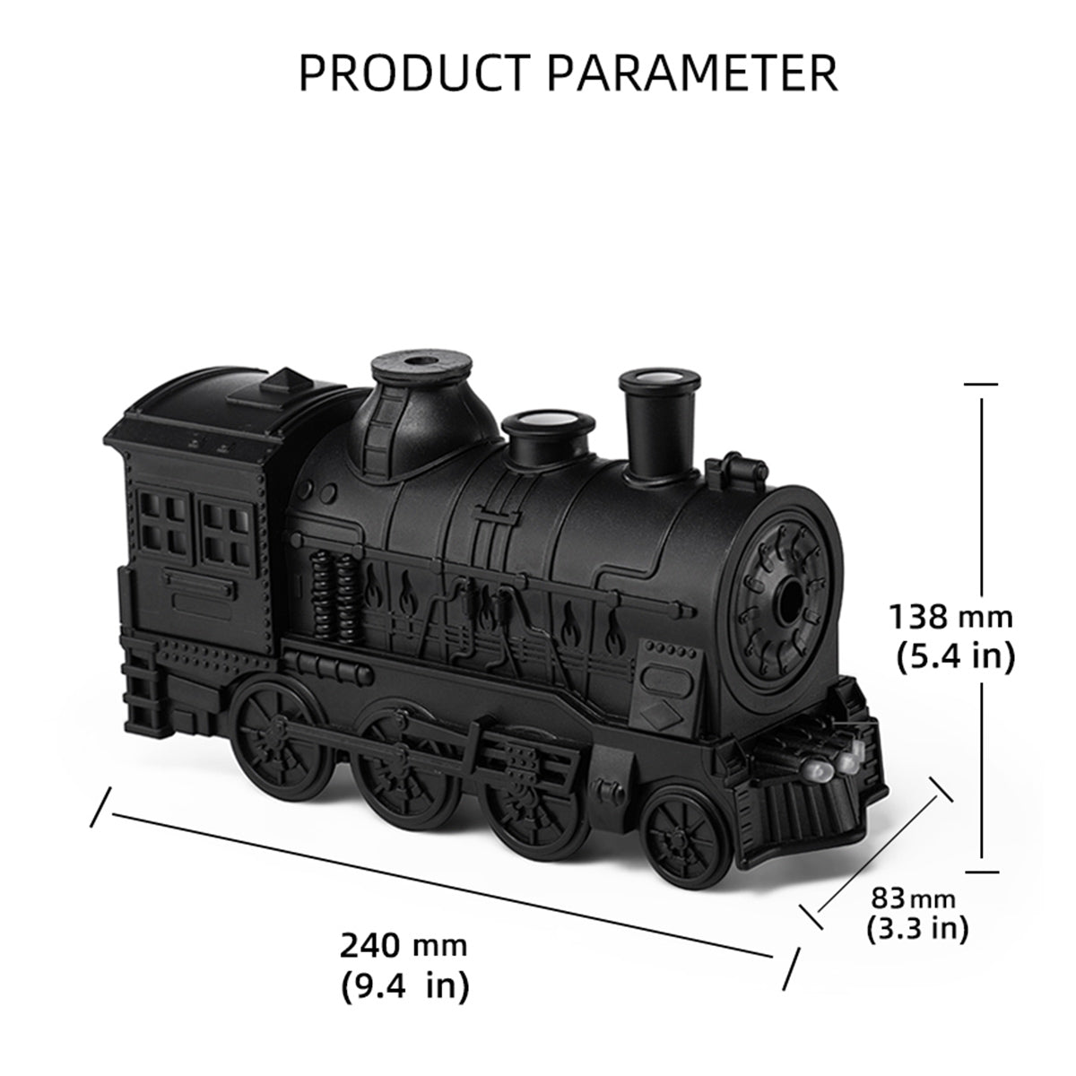 300ml Vintage Steam Train Aromatherapy Essential Oil Diffuser and Humidifier with Dual-Color LED Light (Standard US Power Supply/Bronze) enginediyshop