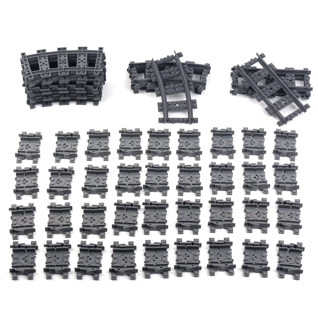 53Pcs Train Tracks Rails Set DIY Construction Toys Building Blocks Bri ...