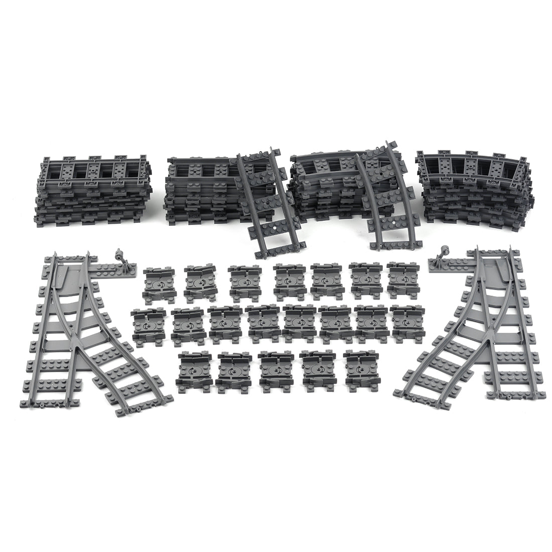 61Pcs Train Tracks Rails Set DIY Construction Toys Building Blocks Bri ...