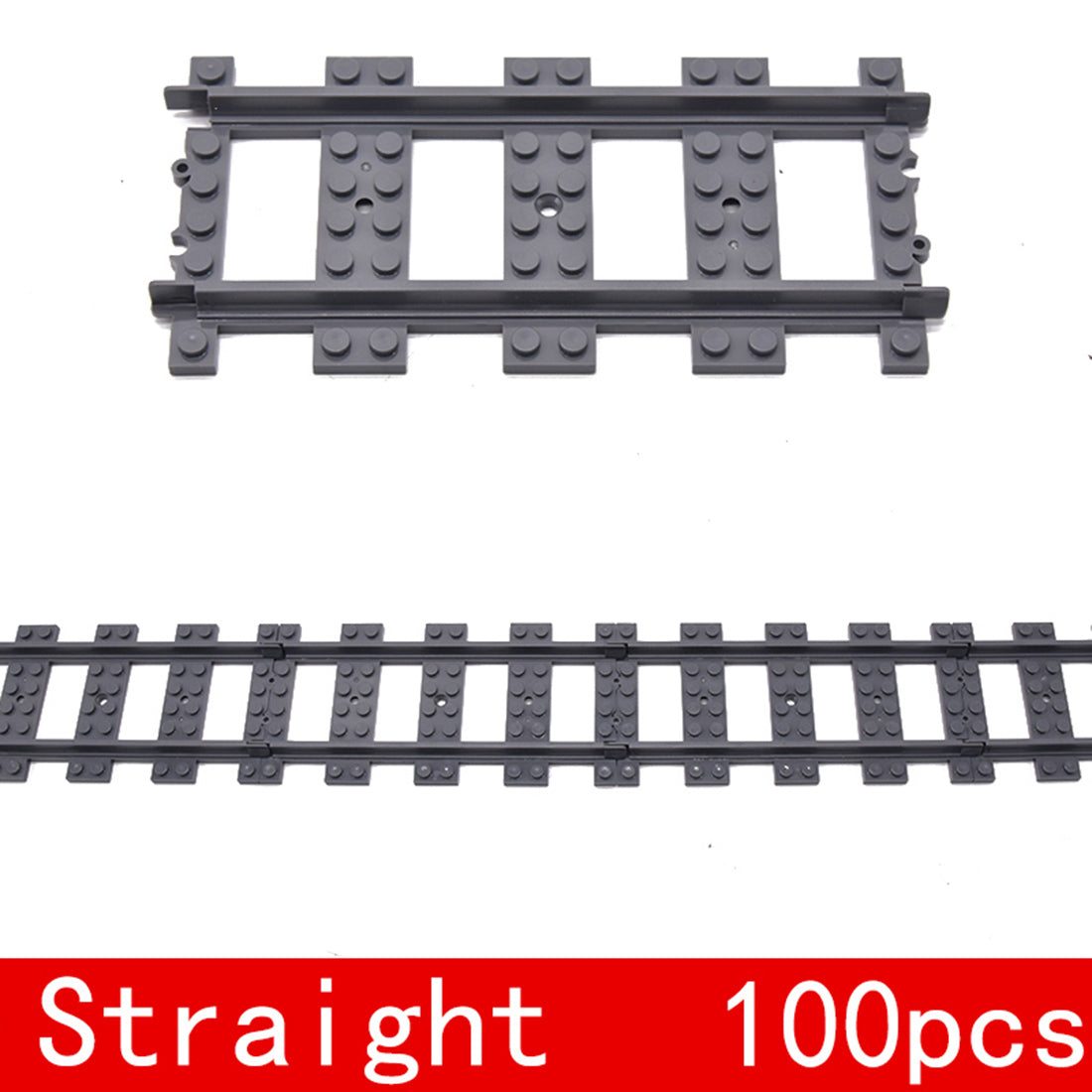 100Pcs Train Straight Track DIY Construction Toys Building Blocks Bric ...