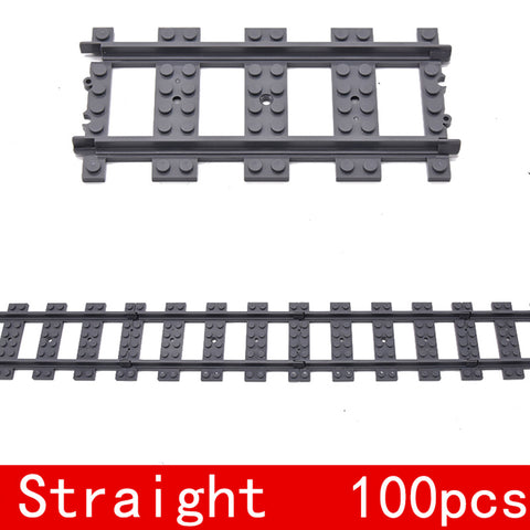 100Pcs Train Straight Track DIY Construction Toys Building Blocks Bricks Parts enginediyshop