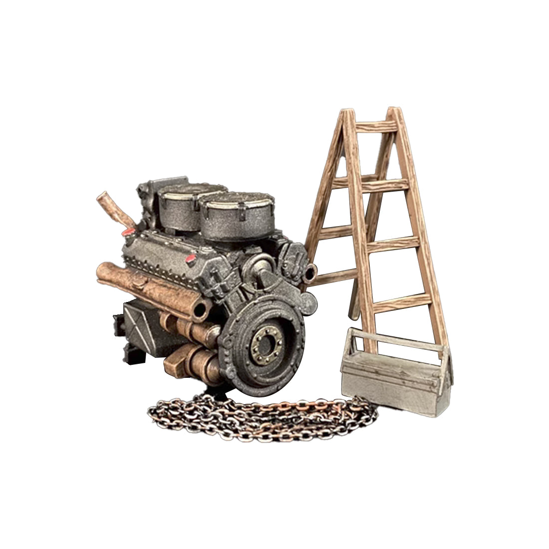 War Park WS039, 1/30, Tiger Tank V Engine Model + Ladder + Toolbox