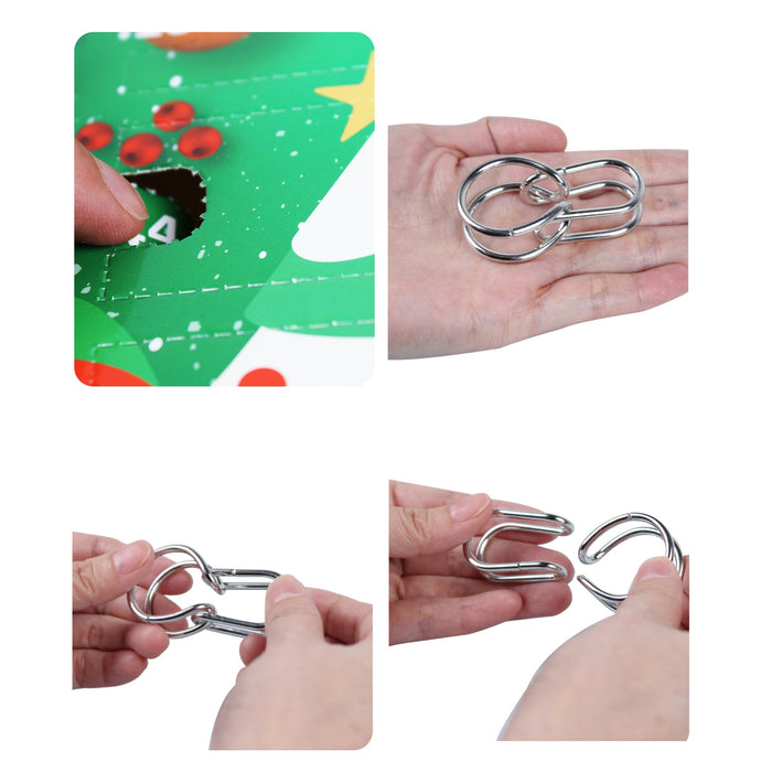 Advent Calendar Brain Teaser Adventskalender 24Pcs Christmas Gift Metal Brain Teasers Puzzle Educational Toy - Type 2 enginediyshop
