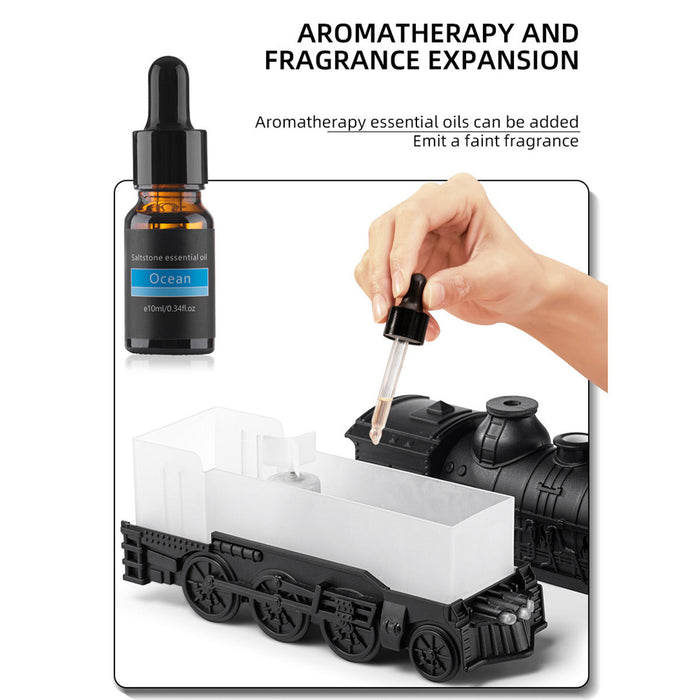 300ml Vintage Steam Train Aromatherapy Essential Oil Diffuser and Humidifier with Dual-Color LED Light (Standard US Power Supply/Bronze) enginediyshop