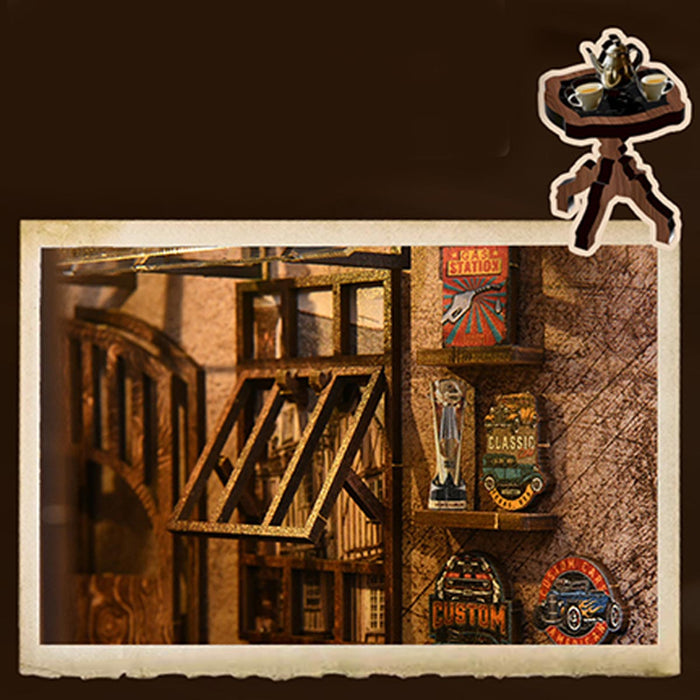 Auto Repair Shop 3D Wooden DIY Miniature House Kit, Creative Desktop Decor & Gift (374PCS) enginediyshop
