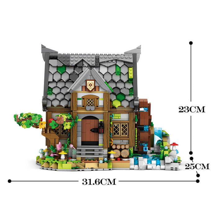 Medieval MOC Vintage WaterMill Building Blocks Set（1873PCS） enginediyshop