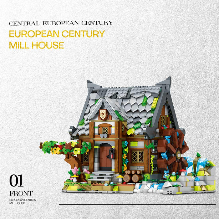 Medieval MOC Vintage WaterMill Building Blocks Set（1873PCS） enginediyshop