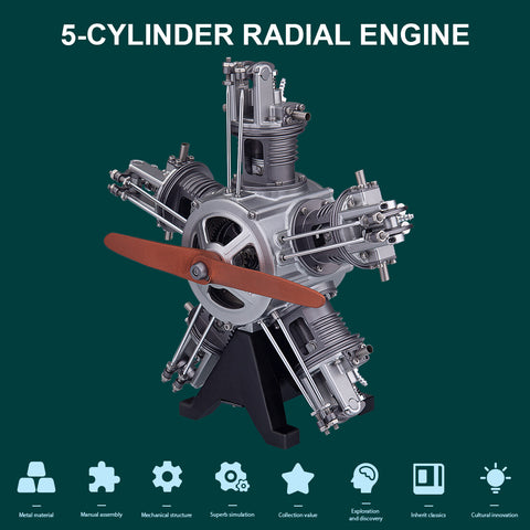 TECHING 5-Zylinder-Sternmotor-Modellbausatz - Baue deinen eigenen funktionierenden Motor - 230+ Teile 3