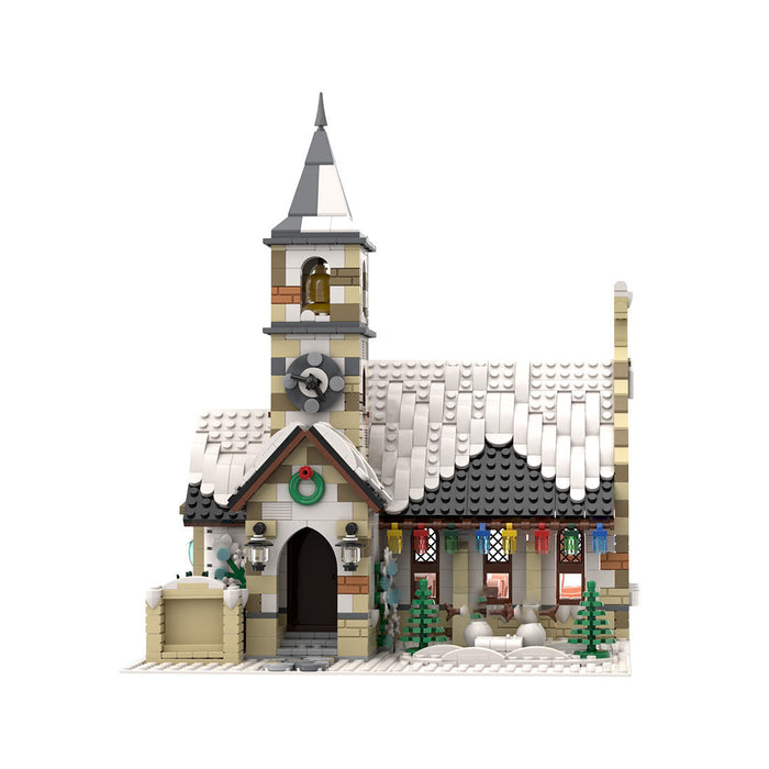 MOC-147549 Winter Country Church Modular Model for Church of the Nativity Building Blocks Toys Set (1769PCS) enginediyshop