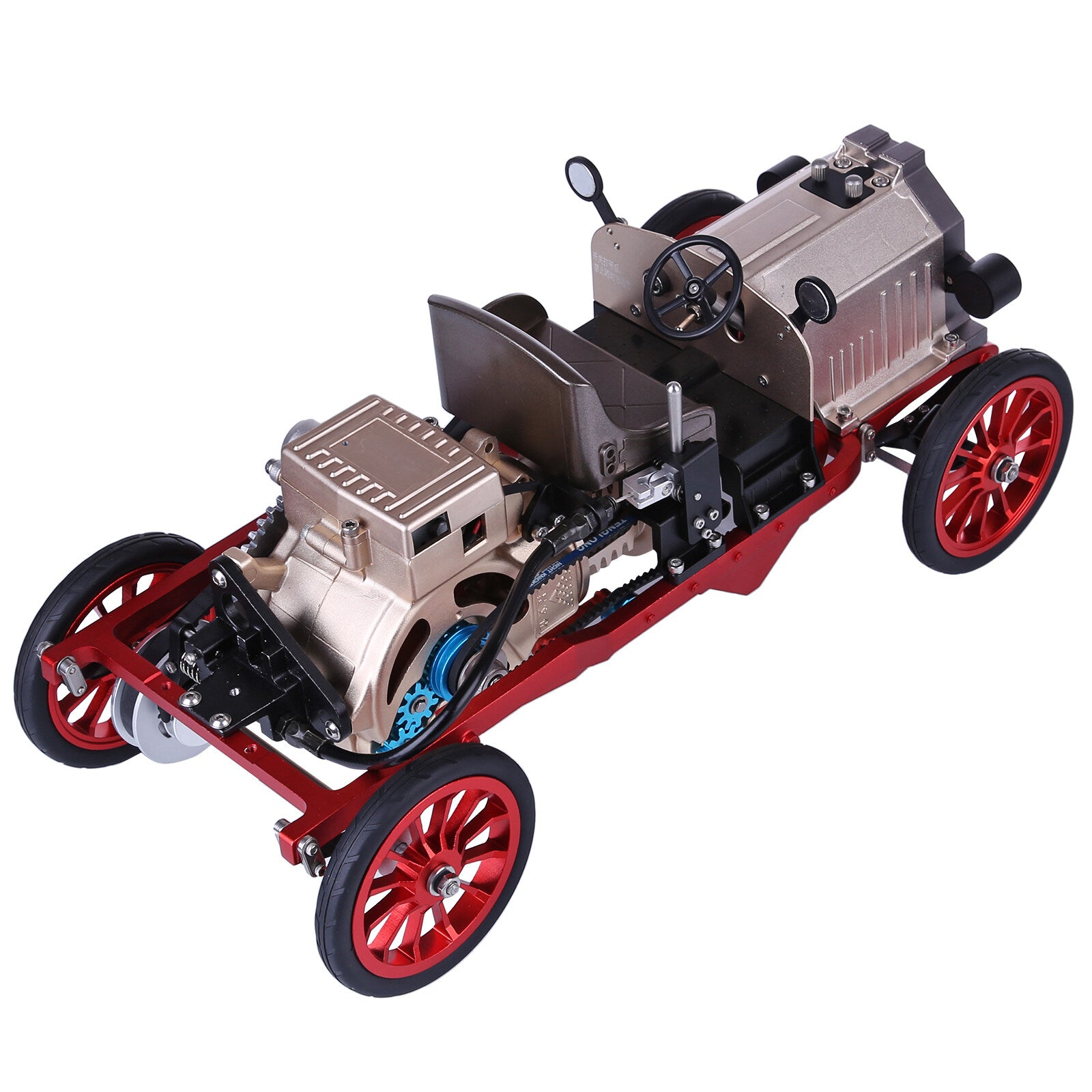 TECHING Klassisches Auto mit Einzylinder-Motormodellbausatz, das funktioniert - 300 Teile 5