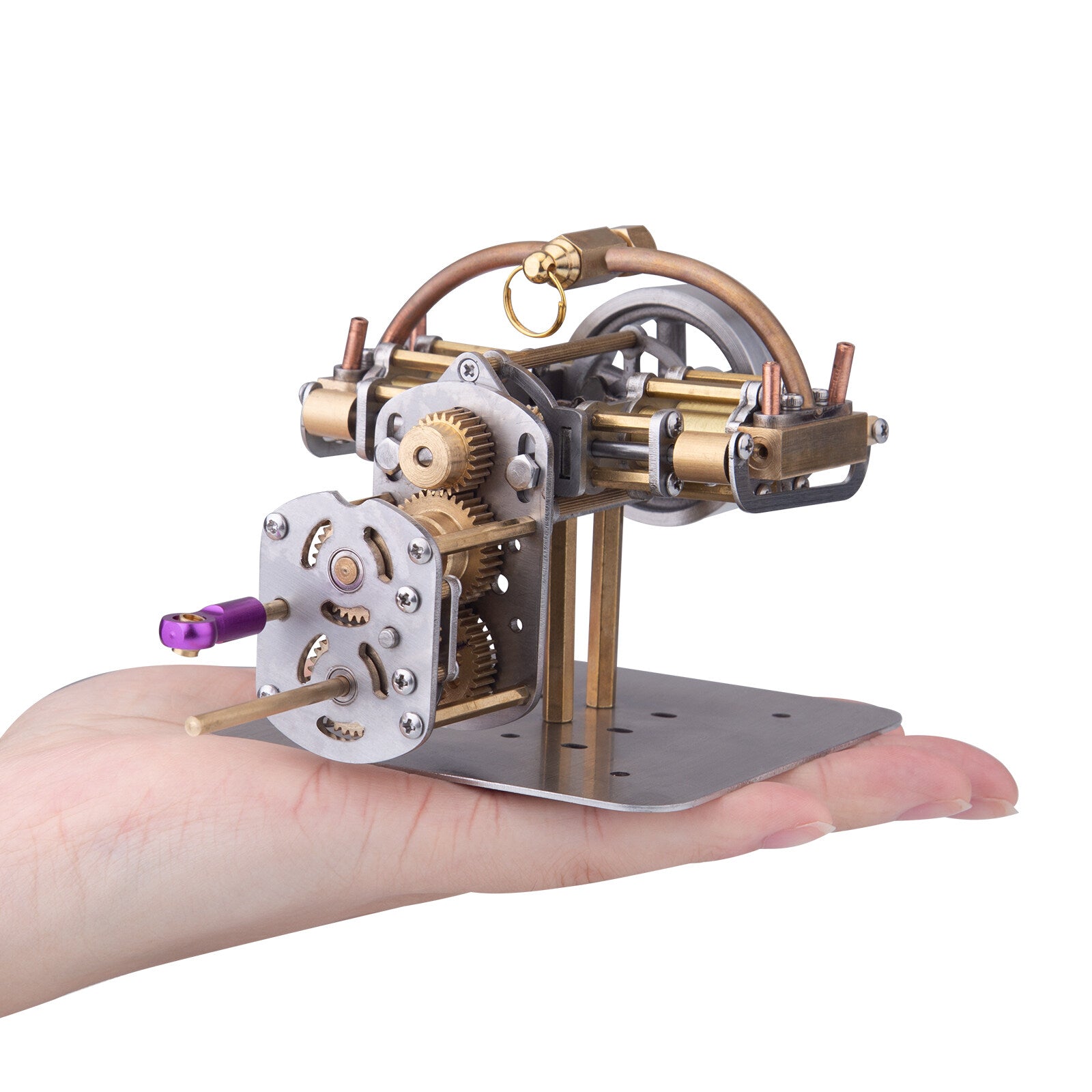 Miniatur-Horizontal-Viertakt-Dampfmaschinenmodell mit Getriebe für kleine Dampfmodellschiffe ohne Kessel 8