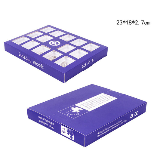 Advent Calendar Filler - Make Yours 15Pcs Brain Puzzles Intelligence Buckle Lock Toy - B Type Purple English Version enginediyshop