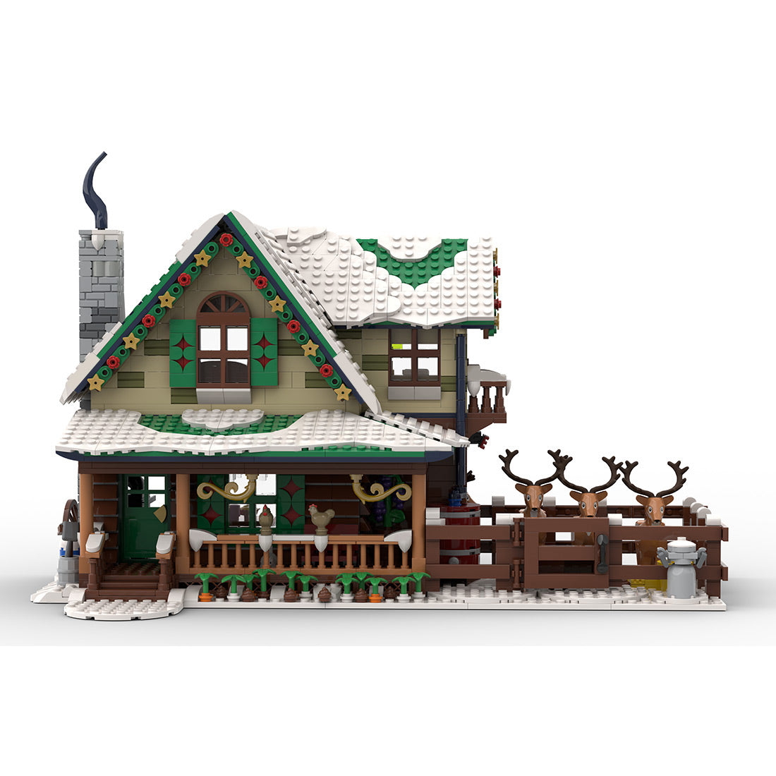 MOC-183213 Reindeer Ranch Christmas Snow Scene Assembly Building Blocks Set (1973PCS) enginediyshop