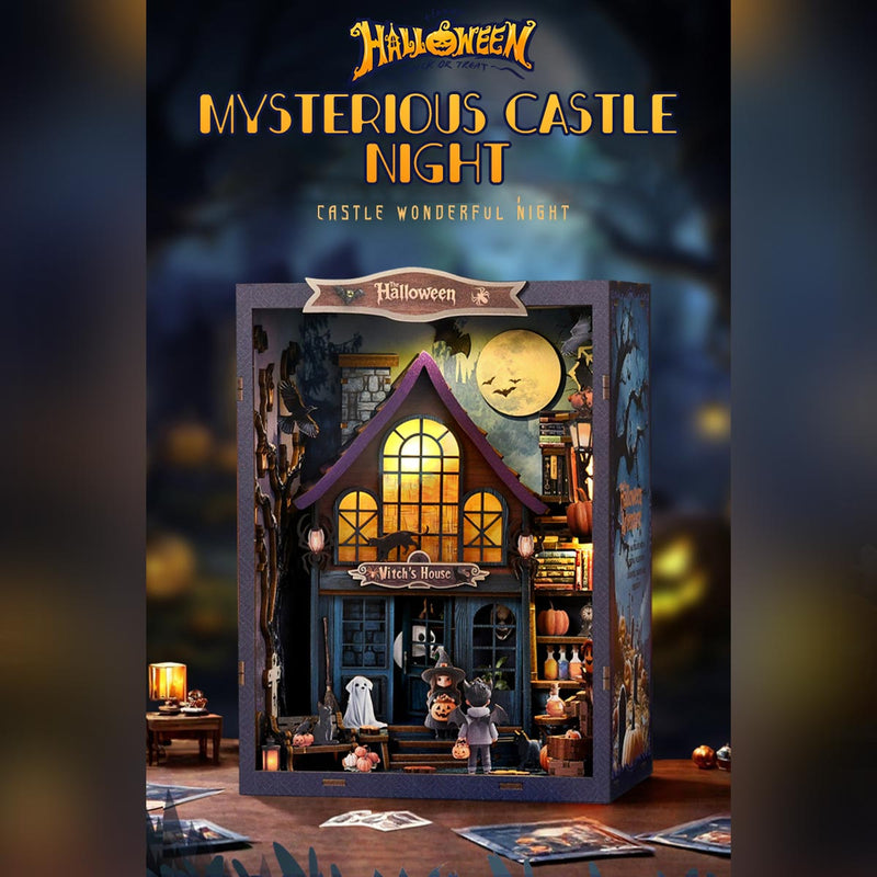 Gothic Haunted Castle 3D Wooden DIY Miniature Horror House Kit, Halloween Desktop Decoration & Creative Gift (237PCS) enginediyshop