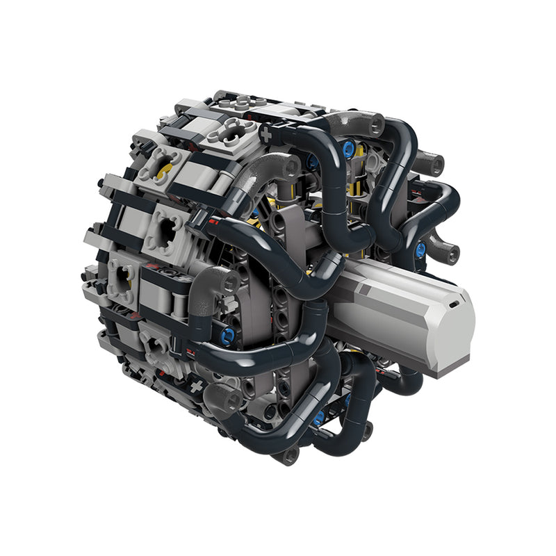 MOC-159400 18 Cylinder Radial Engine Building Blocks Set (577PCS) enginediyshop