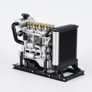 TECHING 1/10 DIY Mini Metal OHV Inline Four-cylinder Diesel Engine Model with Cooling System Educational Toys Gifts (Upgraded Version/300+PCS) enginediyshop