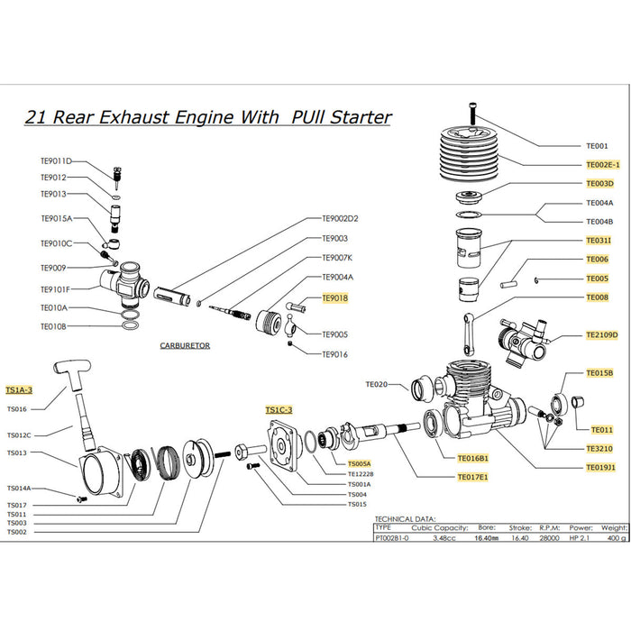 VRX SH.21 3.48cc Rear Exhaust Engine Model with PUII Starter for 1/8 Scale Methanol Fuel-Powered RC Car enginediyshop