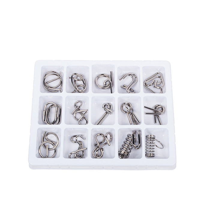 Advent Calendar Filler - Make Yours 15Pcs Brain Puzzles Intelligence Buckle Lock Toy - Red English Version enginediyshop