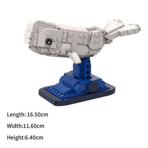 MOC-214769 Beluga Whale Building Blocks Set, White Marine Creature Brick Set with Display Base(303PCS) enginediyshop